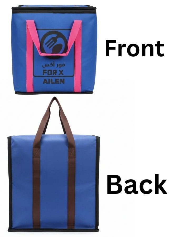 Portable Foldable Hot & Cold Food & Drink Storage Bag – Insulated Thermal Lunch Bag, Cooler Bag for Travel, Picnic, Food Delivery, Outdoor Activities, Reusable Foldable Food Carrier, Keeps Meals & Drinks Hot or Cold, Durable Aluminum Foil Insulation – Blue (٥)