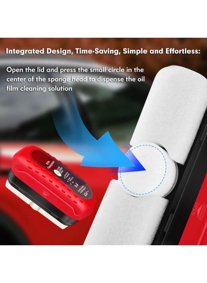 Car Oil Film Cleaning Brush with Reusable Foam Sprayer – Upgraded Anti-Fog Glass Board, Effective Oil Film Remover for Car Windows and Windshields Car Polish Machines (٦)