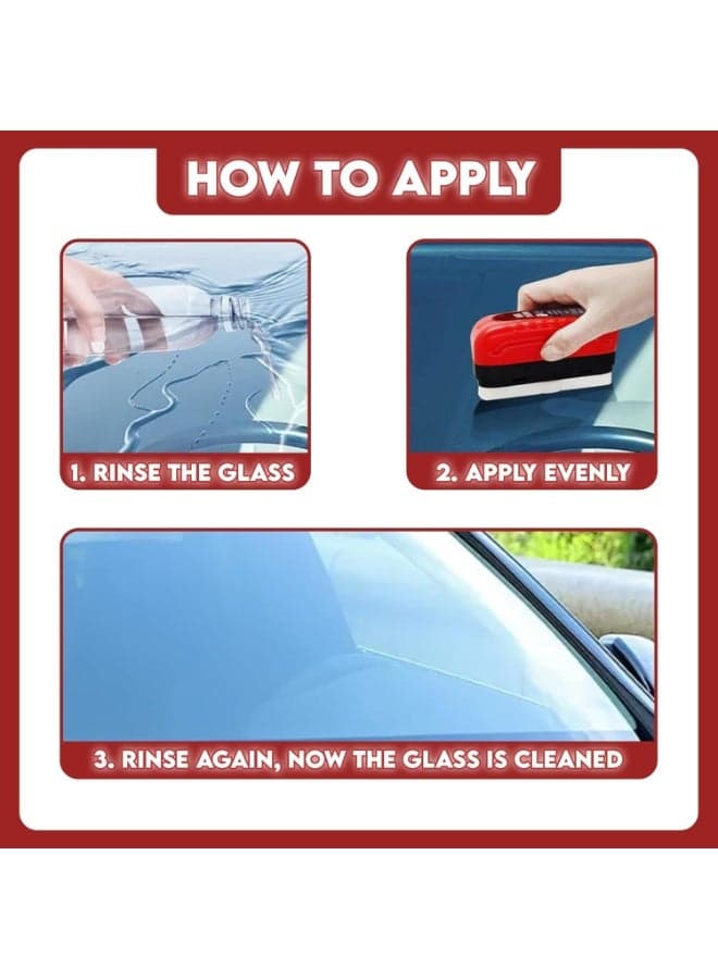Car Oil Film Cleaning Brush with Reusable Foam Sprayer – Upgraded Anti-Fog Glass Board, Effective Oil Film Remover for Car Windows and Windshields Car Polish Machines (٣)