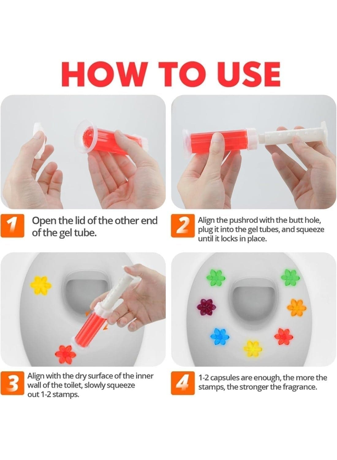 Toilet Gel Cleaner Stamps with Multi Fragrance, Automatic Cleaning & Long-Lasting Freshness, 14 Stamps per Tube (7)