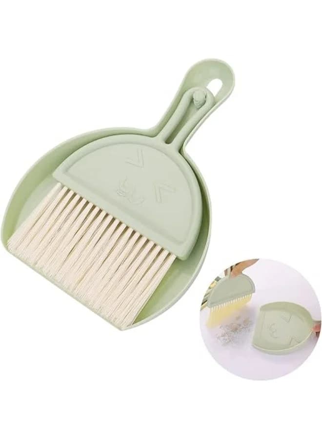 Mini Dustpan & Brush Set – Soft Bristle Desk & Home Broom – Table & Kitchen Use – Green