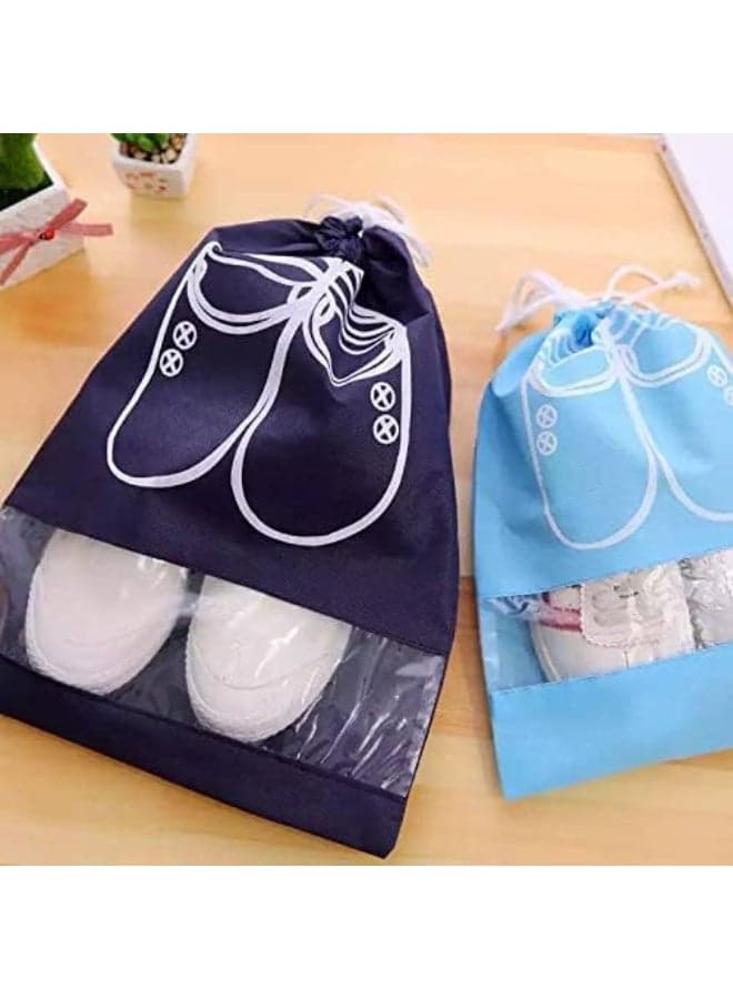 Travel Shoe Bags - Large Multi-Purpose Shoe Bags (For Shoes, Toiletries, Underwear, Cosmetics) - With Clear Window And Drawstring Closure - Suitable For Men And Women. (5)