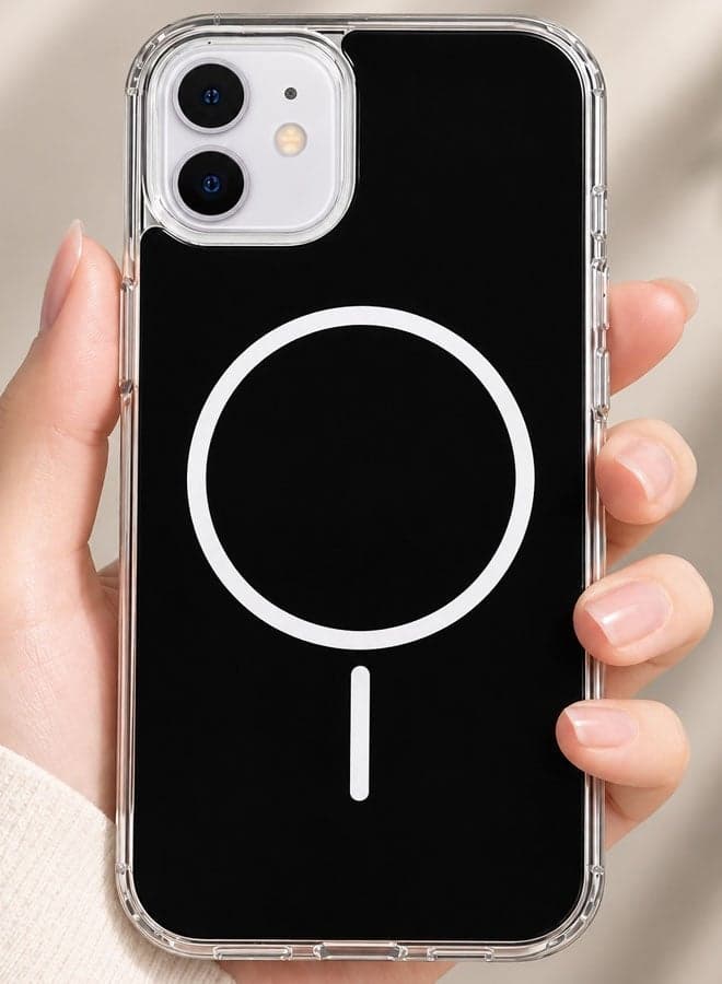 MagSafe Case for iPhone 11 – Shockproof Magnetic Cover, Colored Back with Clear Edges, Scratch-Resistant, Raised Camera Protection, Slim Protective Case - Black