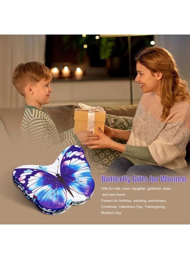 Butterfly Compact Pocket Makeup Mirror with 2x Magnifying Mirror, Faux Leather Folding Travel Mirror (٦)