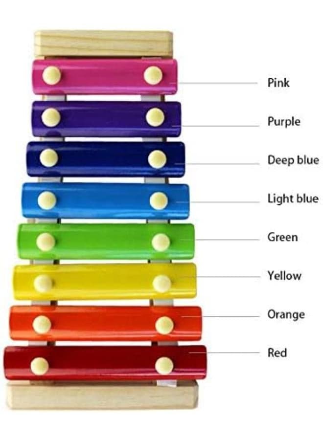 Eight-tone hand knock piano early education children wooden toys Musical Instrument Toys (٣)