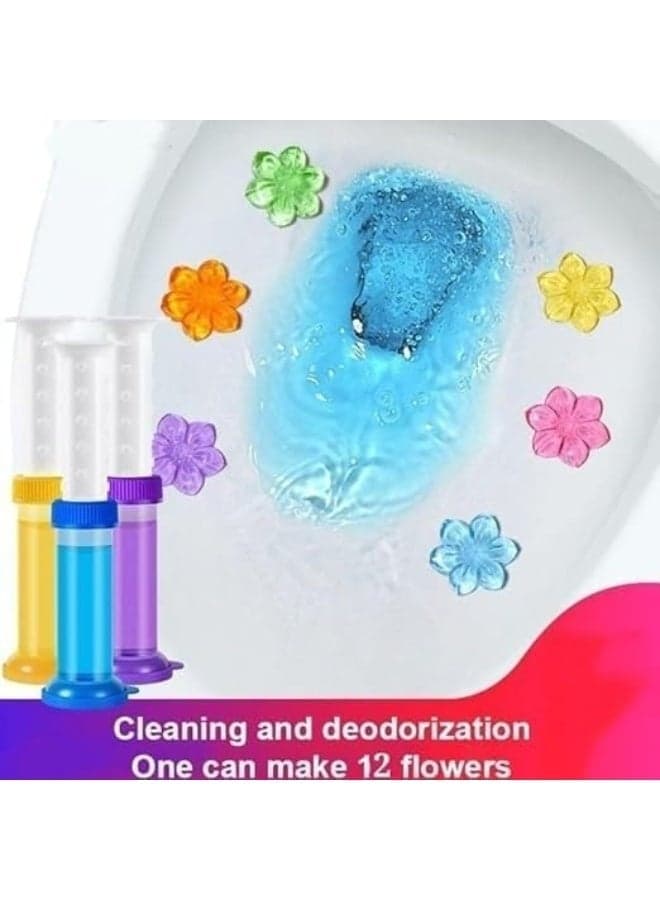Floral Toilet Cleaning Gel Stamp – Adhesive Toilet Bowl Freshener and Cleaner, 12 Flower Gel Deodorizer for Bathroom, Removes Bad Odors, Prevents Toilet Stains, Long Lasting Toilet Gel, 1Pc Assorted Color Toilet Cleaner Liquids (١٠)