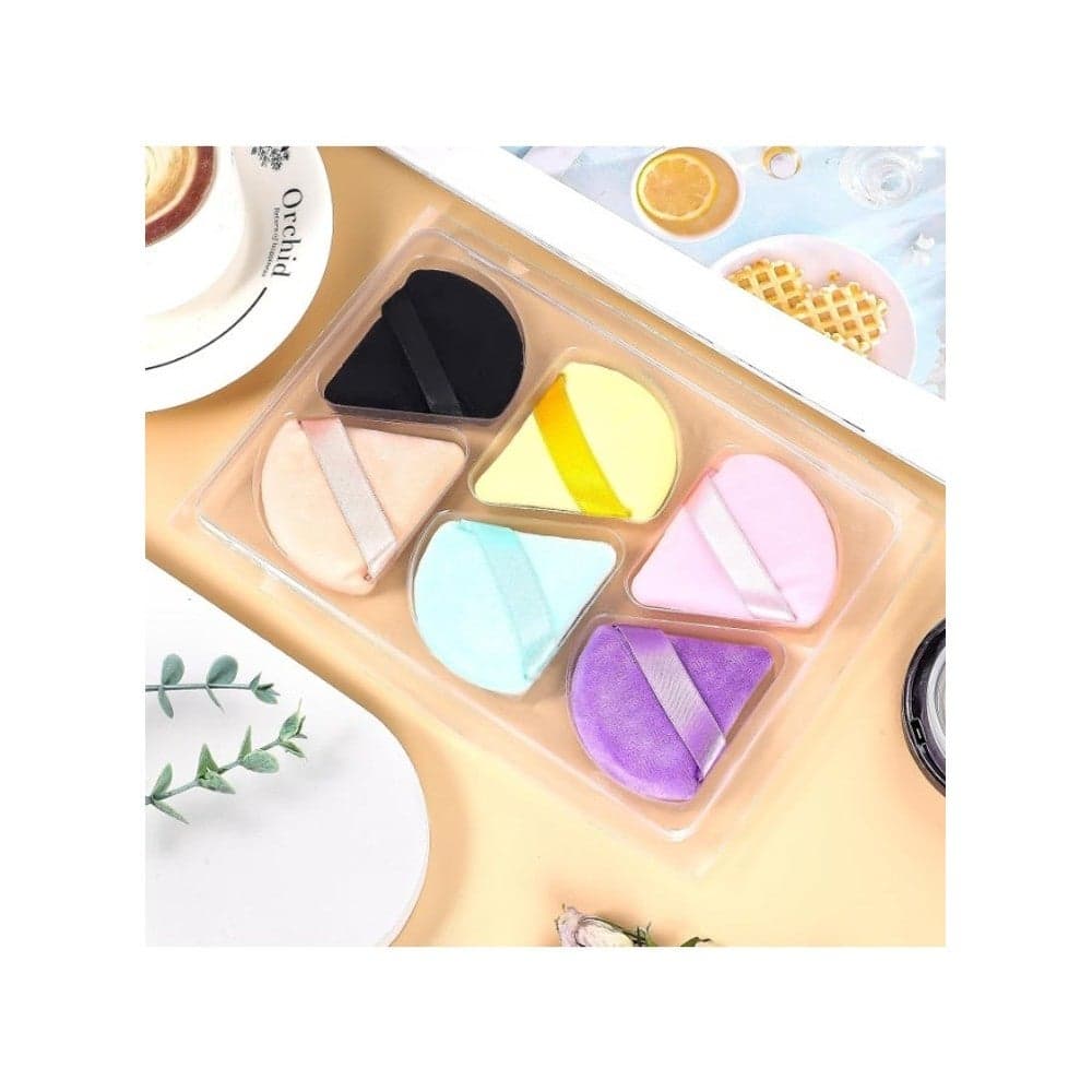 6 Pcs Powder Puff Face Soft Triangle Makeup Puff Velour Makeup Sponge Stocking Stuffers for Loose Powder (Multicolor) Make Up Sponges (٣)