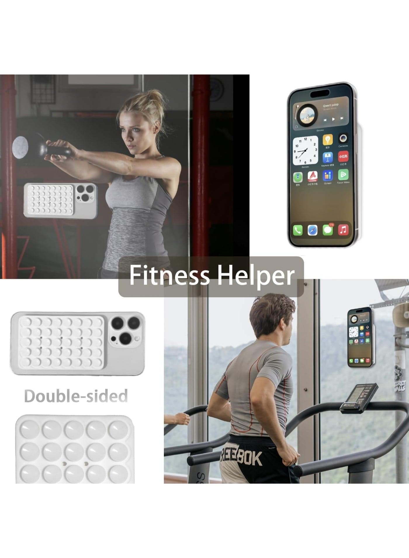 Small Double-Sided Suction Cup Phone Holder, White Phone Grips & Stands (٣)