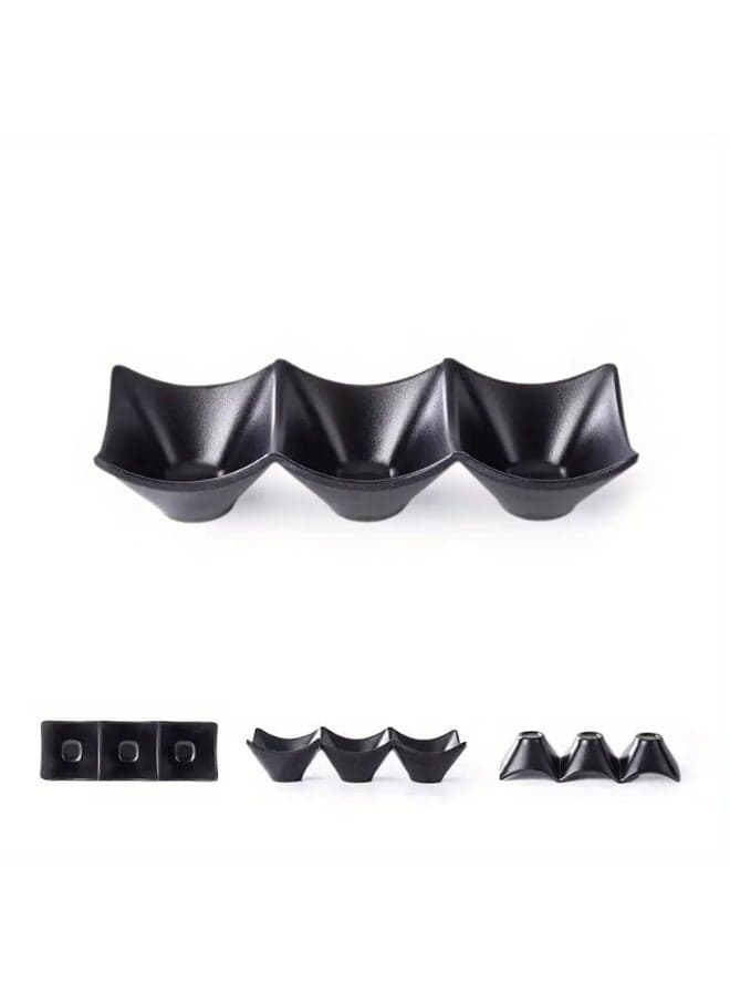 Sauces Bowl Melamine Dish for Creme Brulee & Muffin, 3 Sections, Baking Dishes for Cake & Pudding & Ice Cream, Mini Bowls for Dips, Sauces, Snacks and Fruits Dinnerware & Serveware Bowls (٤)