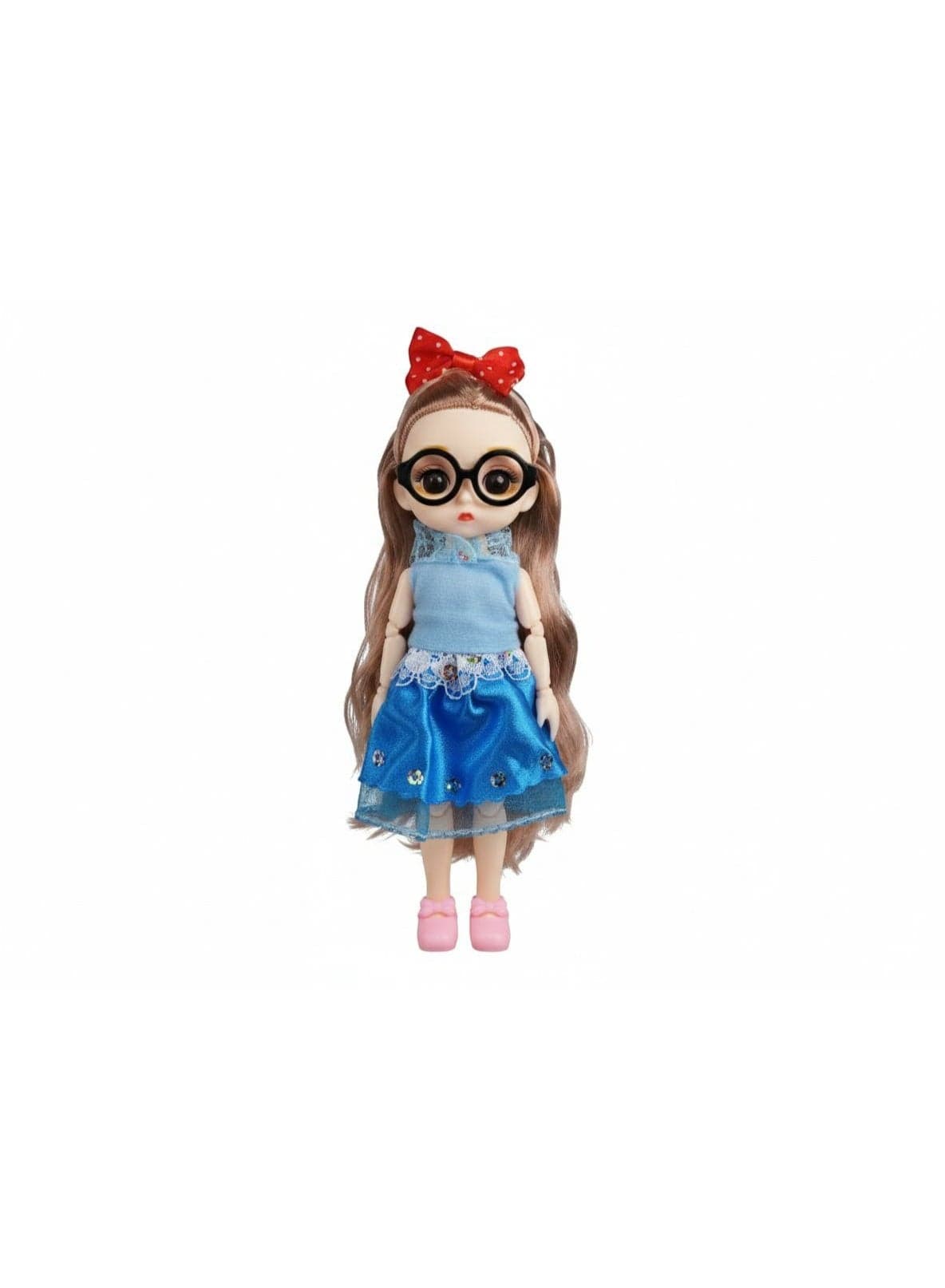 Fully articulated kids doll with movable joints in legs, arms, elbows, and all body parts, easy to pose for realistic and fun playtime, perfect as a daily toy and also ideal as a decorative piece for girls' rooms, beautifully designed with attractive details to enhance imagination and creativity, a wonderful gift for girls on any occasion. Fashion Dolls (5)