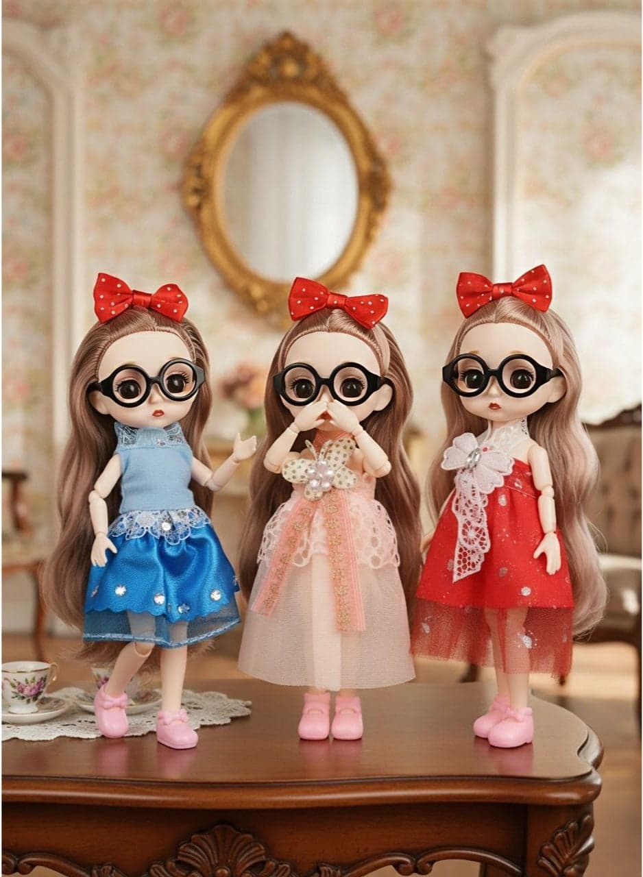 Fully articulated kids doll with movable joints in legs, arms, elbows, and all body parts, easy to pose for realistic and fun playtime, perfect as a daily toy and also ideal as a decorative piece for girls' rooms, beautifully designed with attractive details to enhance imagination and creativity, a wonderful gift for girls on any occasion. Fashion Dolls (3)