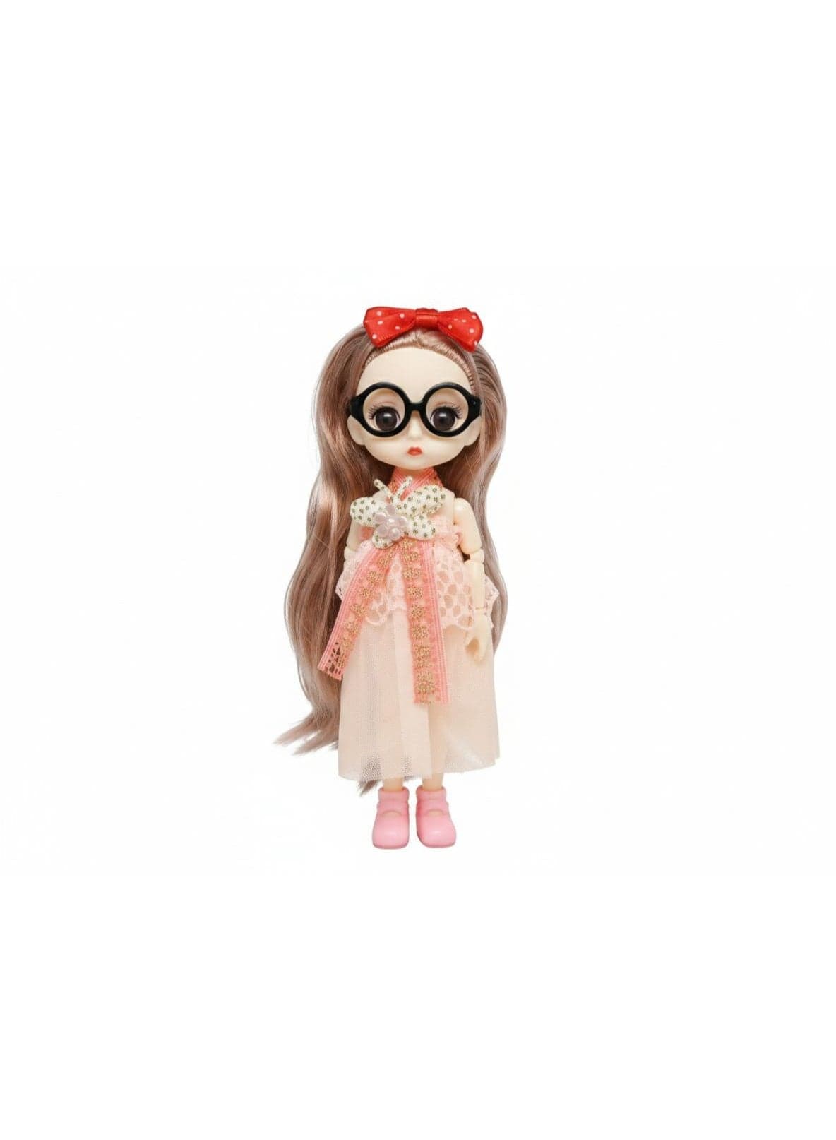 Fully articulated kids doll with movable joints in legs, arms, elbows, and all body parts, easy to pose for realistic and fun playtime, perfect as a daily toy and also ideal as a decorative piece for girls' rooms, beautifully designed with attractive details to enhance imagination and creativity, a wonderful gift for girls on any occasion. Fashion Dolls (6)