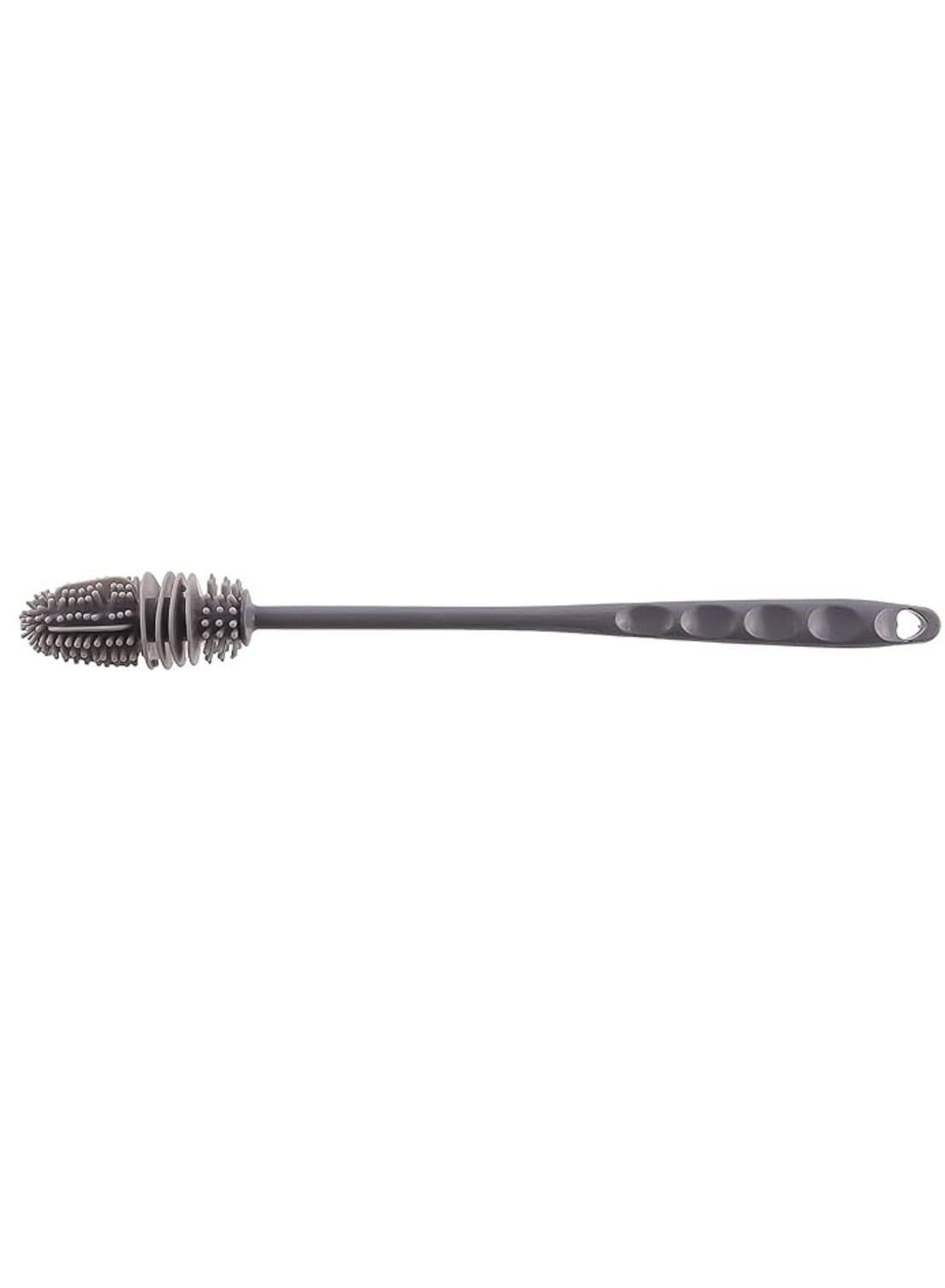 Silicone Baby Bottle Cleaning Brush with Long Handle for Water Bottles and Cups - Gray and White (3)