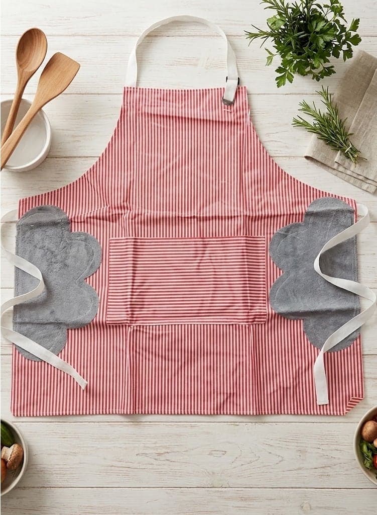 Waterproof kitchen apron with velvet towels on both sides + a large middle pocket for utensils and mobile phone (3)