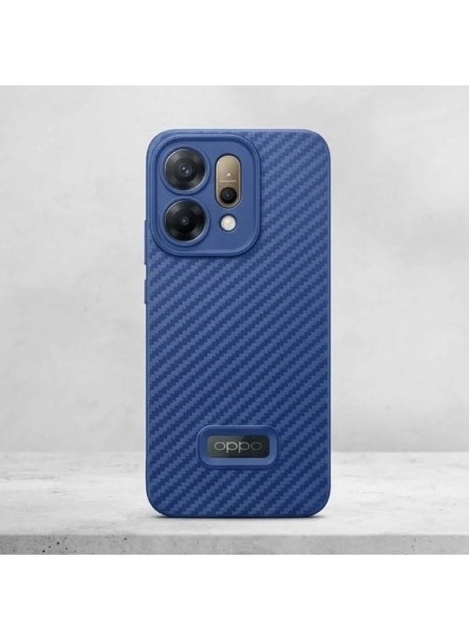 OPPO RENO 14 Carbon Fiber Texture Silicone Case Cover - BLUE