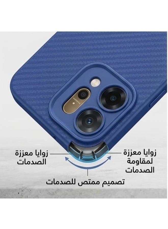 OPPO RENO 14 Carbon Fiber Texture Silicone Case Cover - BLUE (3)