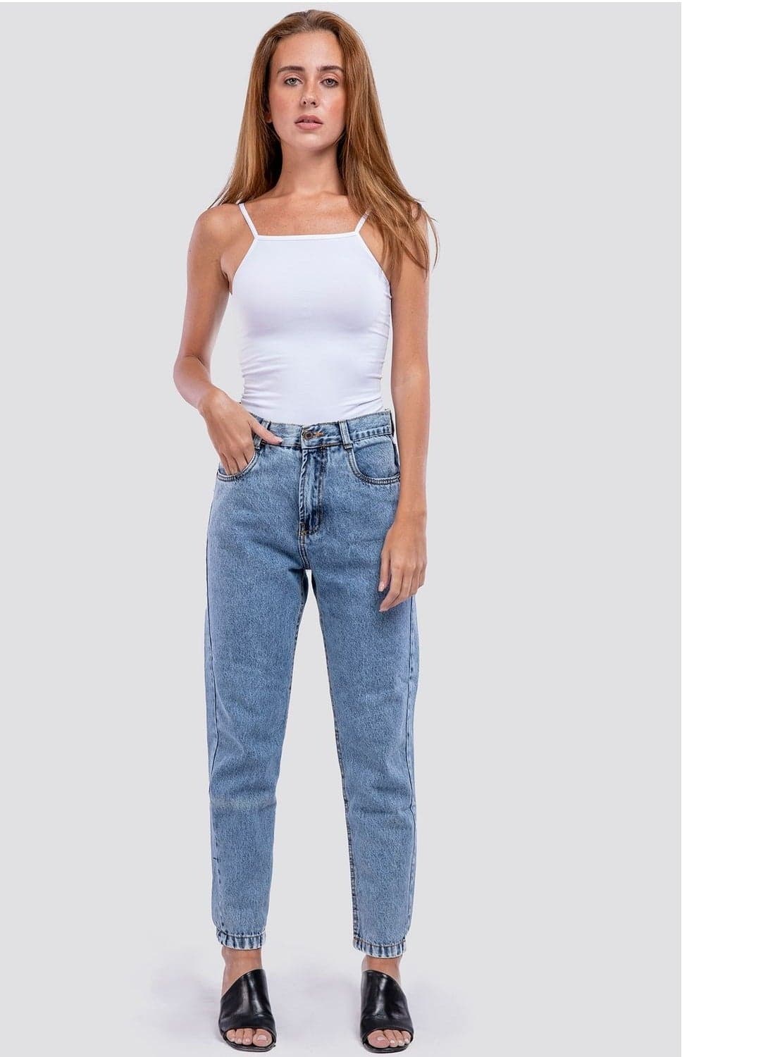 Mesery Cotton Stretch Plain Spaghetti Top -White Women's Tops & Tees (3)