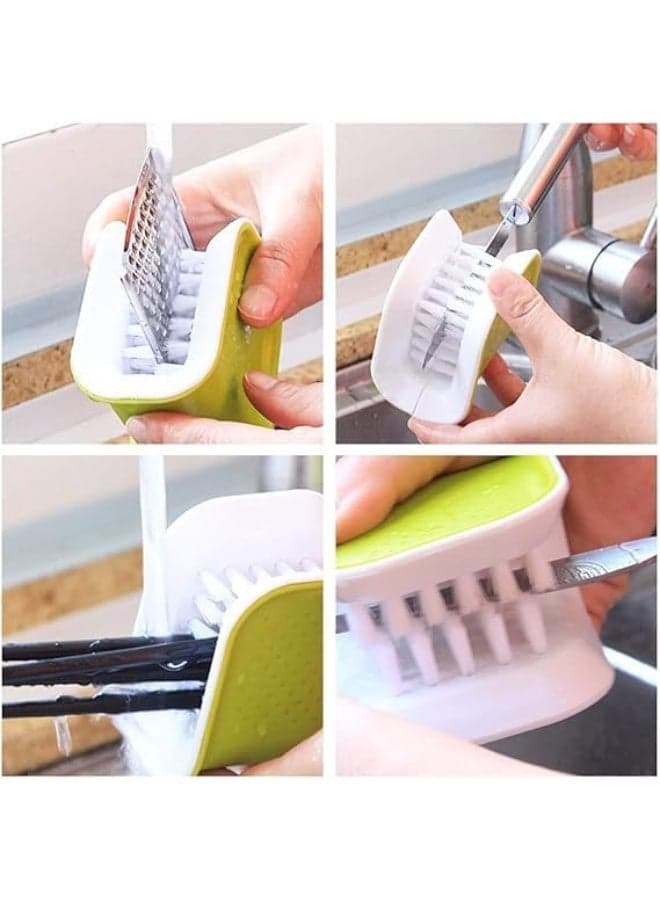 Non-slip cutlery cleaning brush, ABS cutlery cleaner, double-bristled cleaning brush for kitchen utensils, chopsticks, forks, spoons, knives, and washing. (2 pieces) (3)