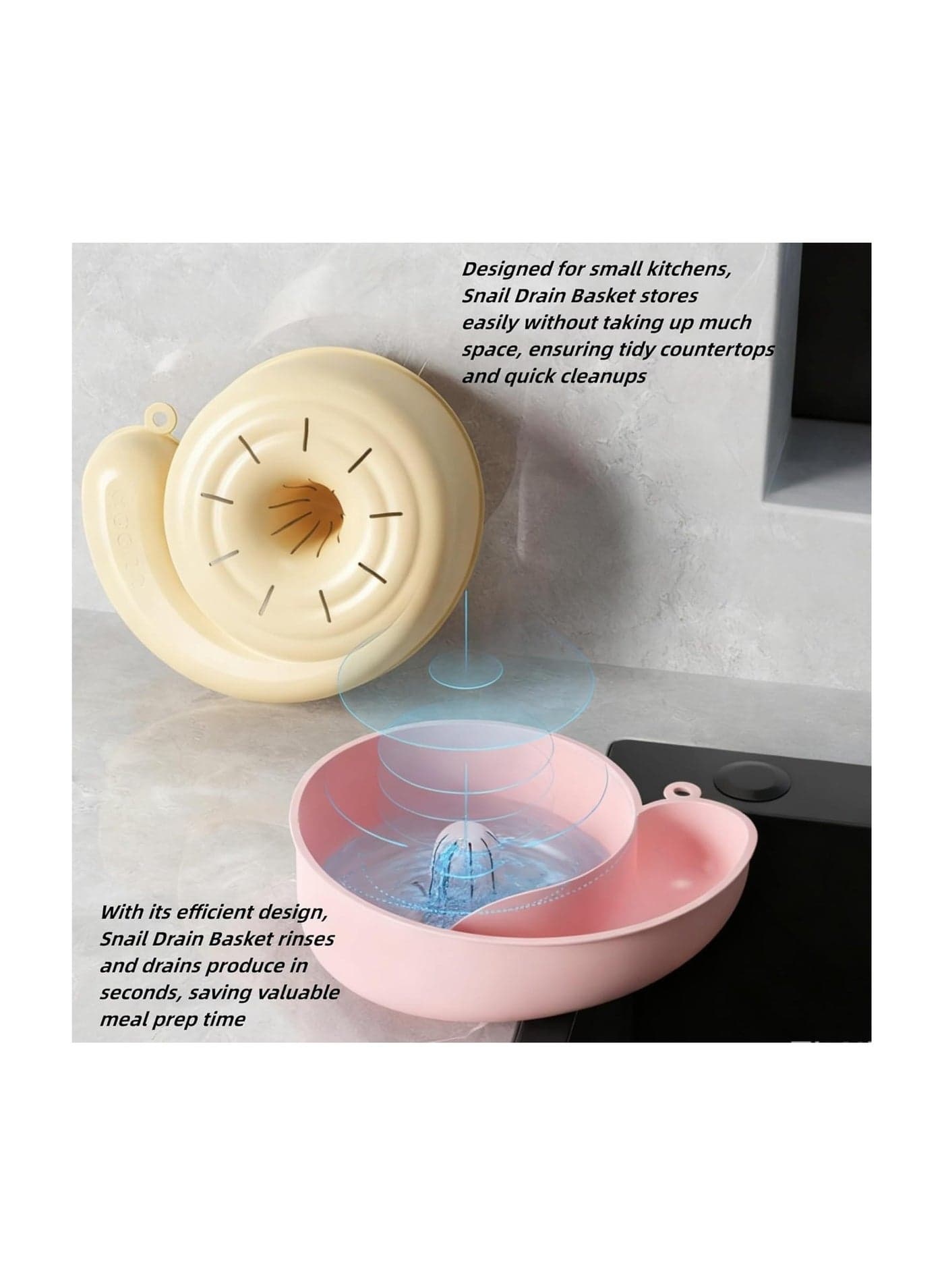 2-in-1 Spiral Vegetable Strainer & Manual Juicer – Quick-Drain Fruit Washing Basket 🌀 Kitchen Storage & Organisation (٦)