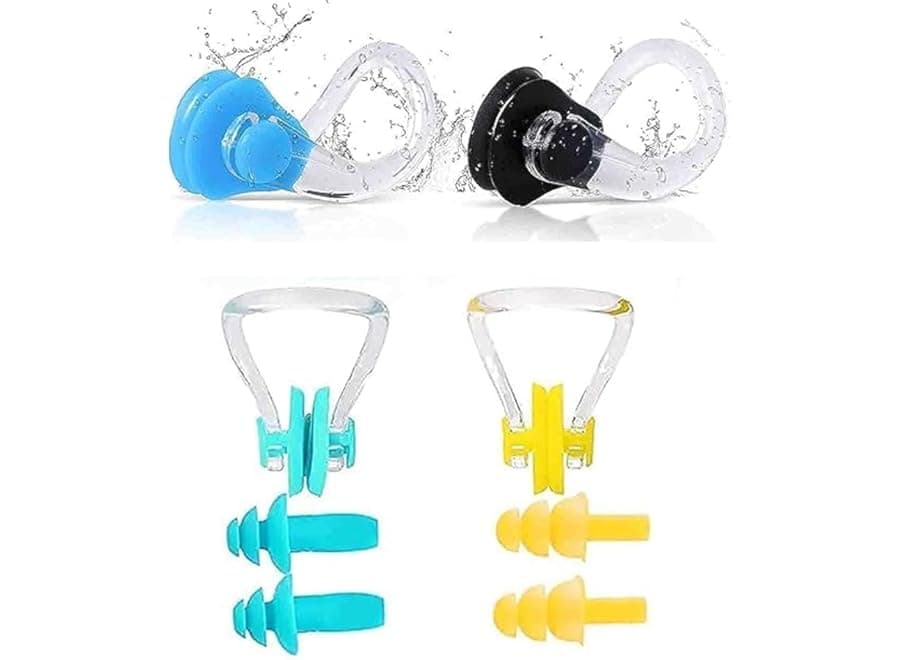Swimming Nose Clips and Earplugs Set - Comfortable Waterproof Silicone - Multicolor - For Adults and Children (7)