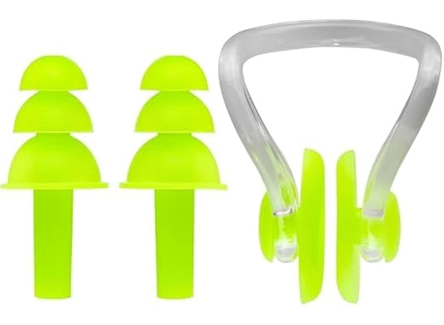 Swimming Nose Clips and Earplugs Set - Comfortable Waterproof Silicone - Multicolor - For Adults and Children (6)