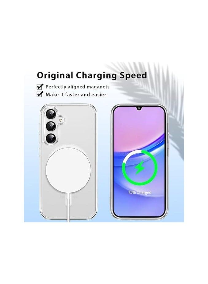 Clear Magnetic Case for Samsung Galaxy A55 - MagSafe Compatible, Soft TPU Bumper, Slim Fit, Shockproof, Anti-Yellow Cases & Covers (٣)