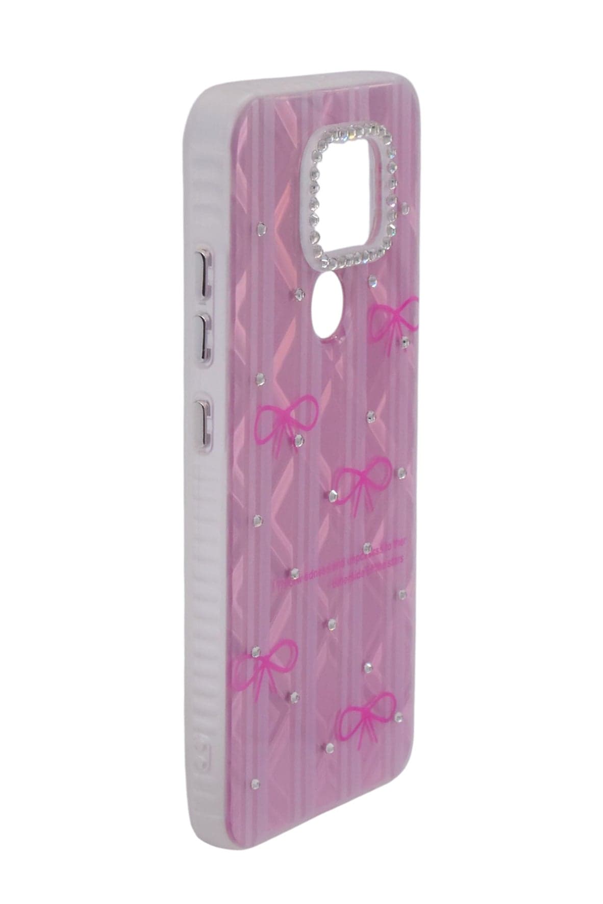TPU Bows Printed Back Cover Case with Rhinestone Camera Border For Xiaomi Redmi Note 9 4G - Pink Transparent (٣)
