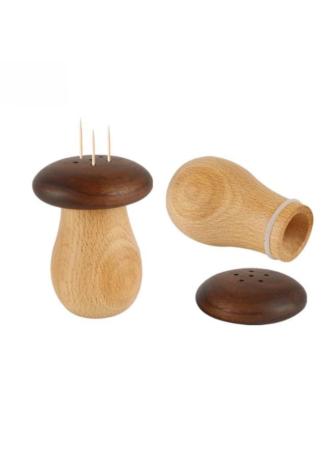 Decorative wooden mushroom-shaped toothpick holder, small toothpick organizer suitable for travel, kitchen, restaurants, and hospitality – toothpicks not included