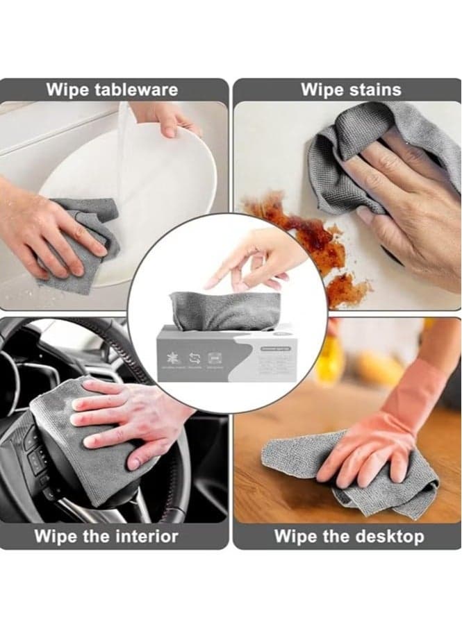 20-Piece Microfiber Cleaning Towels – Reusable Dish Towels with Dispenser Box (Multi-purpose and Multi-colored) Cleaning Cloth (٤)