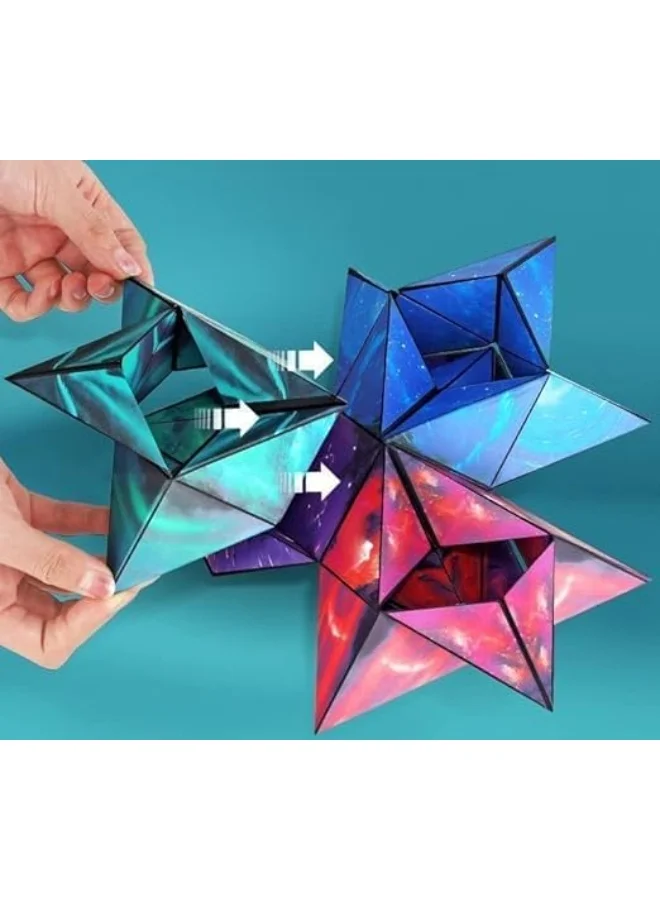 Purple Magic Shape Shifting Cube Fidget Toy, 3D Magnetic Puzzle with Transforming Shapes – Purple Brain Teasers (٥)