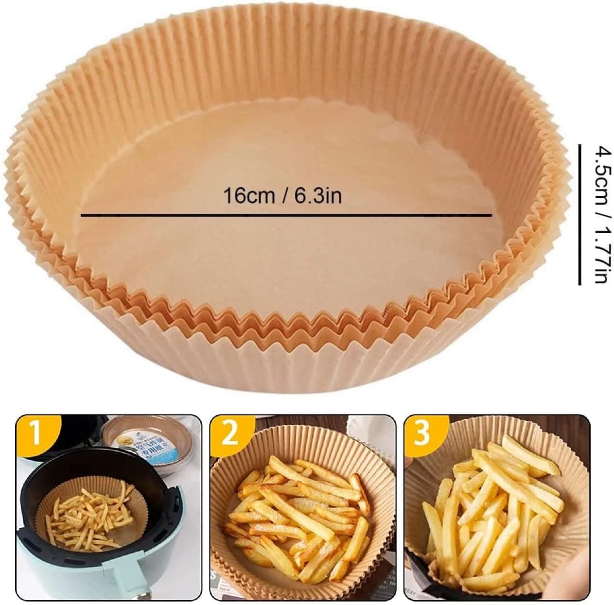 100PCS Non-stick Disposable Air Fryer Liners, Air Fryer Disposable Paper Line... Baking Parchment Papers (٧)