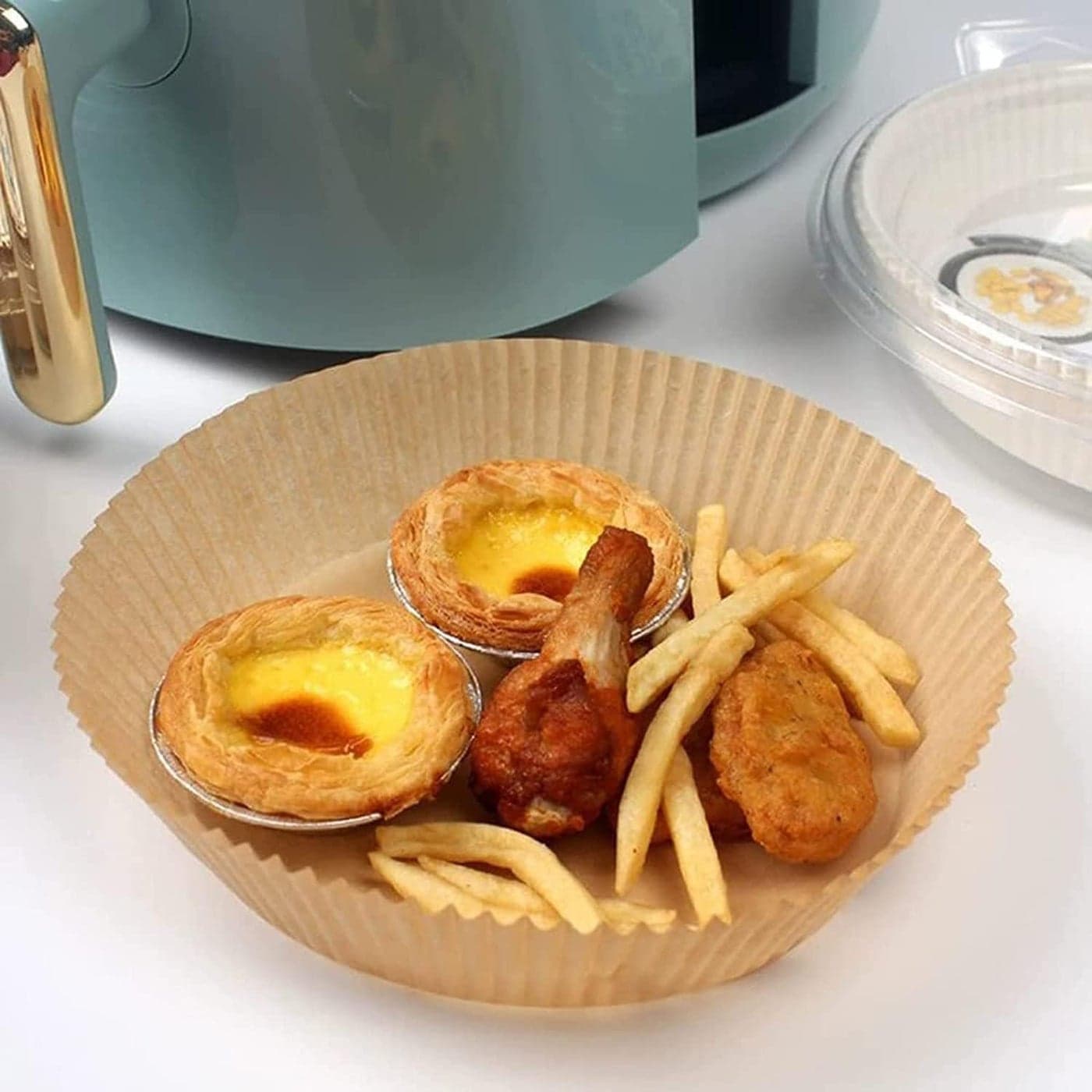 100PCS Non-stick Disposable Air Fryer Liners, Air Fryer Disposable Paper Line... Baking Parchment Papers (٤)