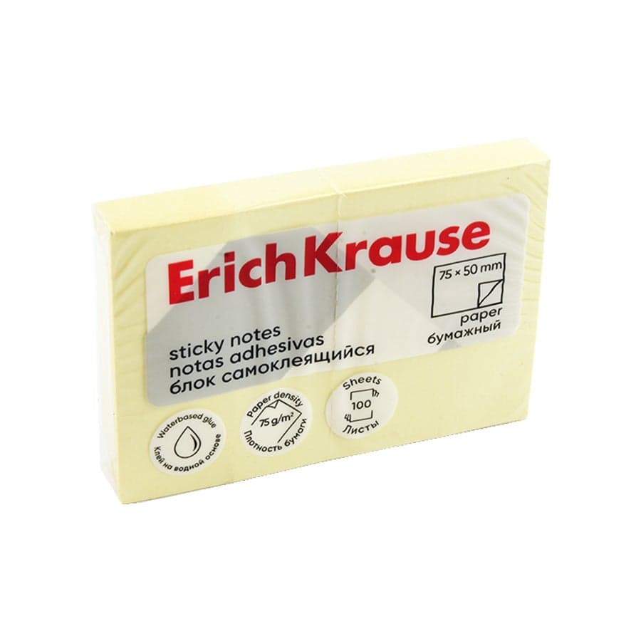 Erich Krause Sticky Notes 50 × 75 mm 100 Sheets Yellow Model 61681