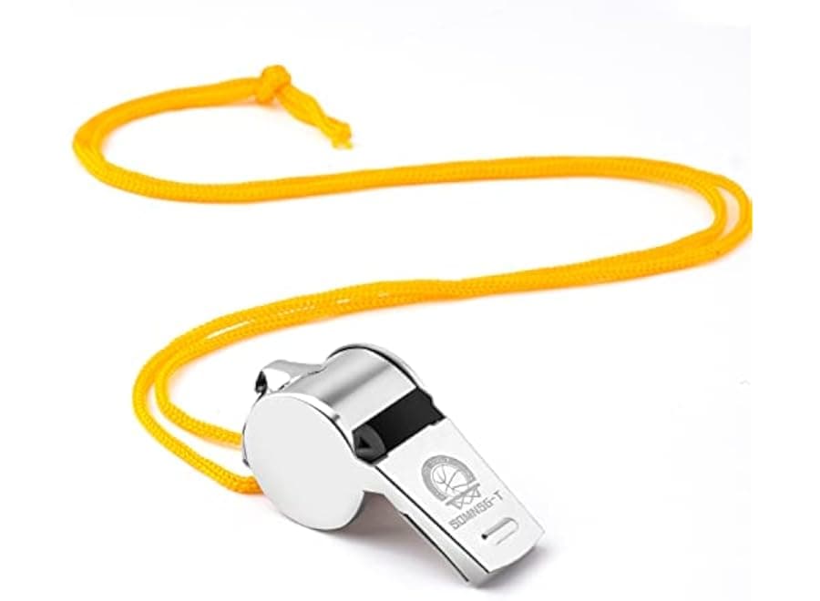 Metal Coach Whistle with Short Cord - Whistle with Cord for Football, Sports Coaches, and Referees - Loud and Clear Sound for Children and Adults - 2 Pieces - Silver Stainless Steel (3)