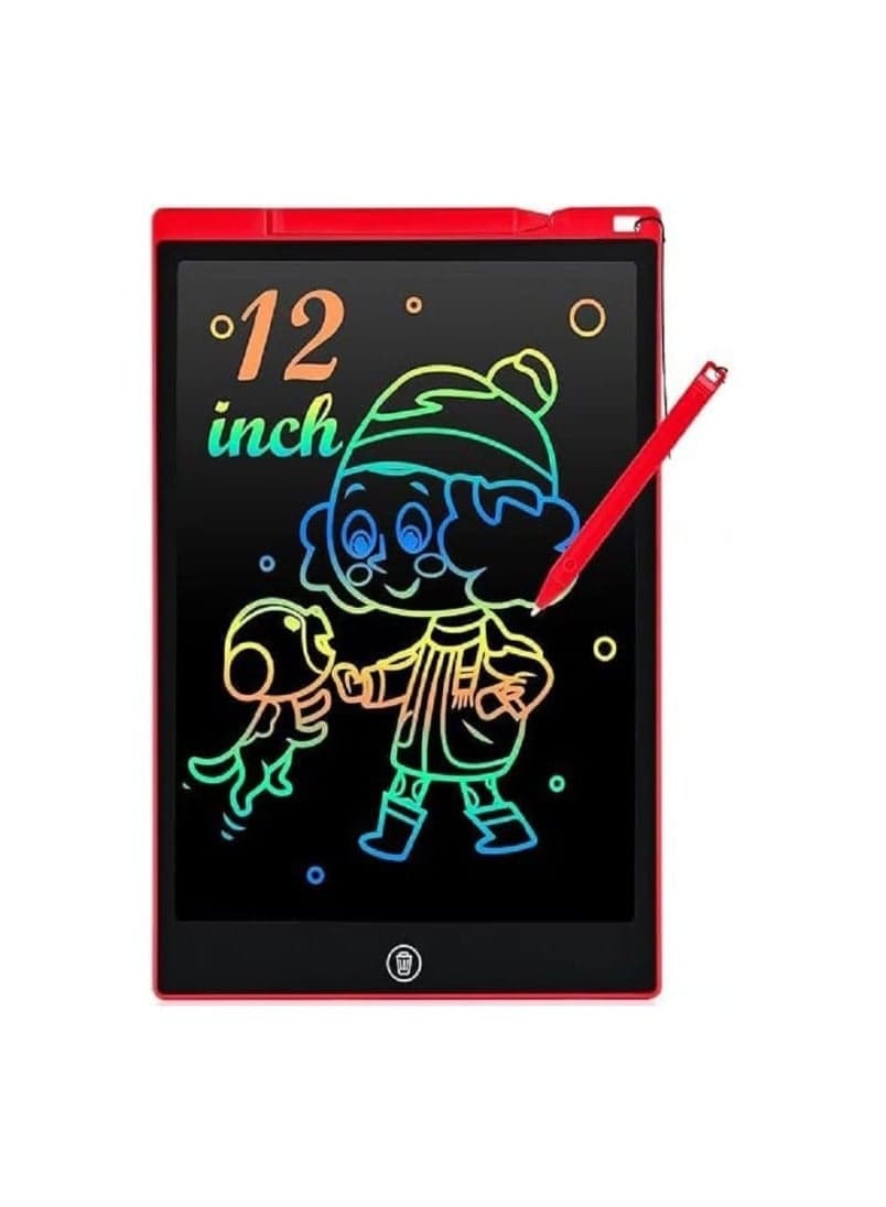12 Inch LCD Writing Tablet for Kids, Colorful Drawing Board for Children, Erasable and Reusable Electronic Drawing Board, LCD Drawing Tablet for Toddlers - Red