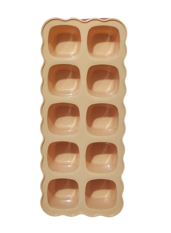 Ice cube tray with lid made of high-quality plastic. It contains 10 large holes, ideal for cooling drinks and juices. Multi-colored. Ice Molds (٥)