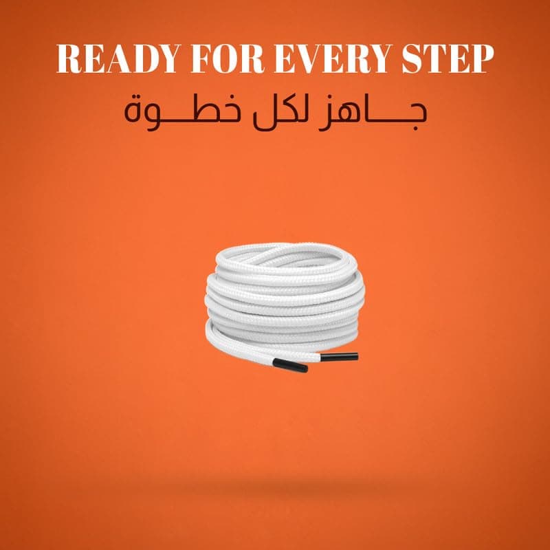 Tishta Round Shoe Laces 4mm Thick - Durable Strong Hold for Daily Sports and Casual Shoes - Easy Fit and Secure Stability - 80cm-Model1- White Shoelaces (3)