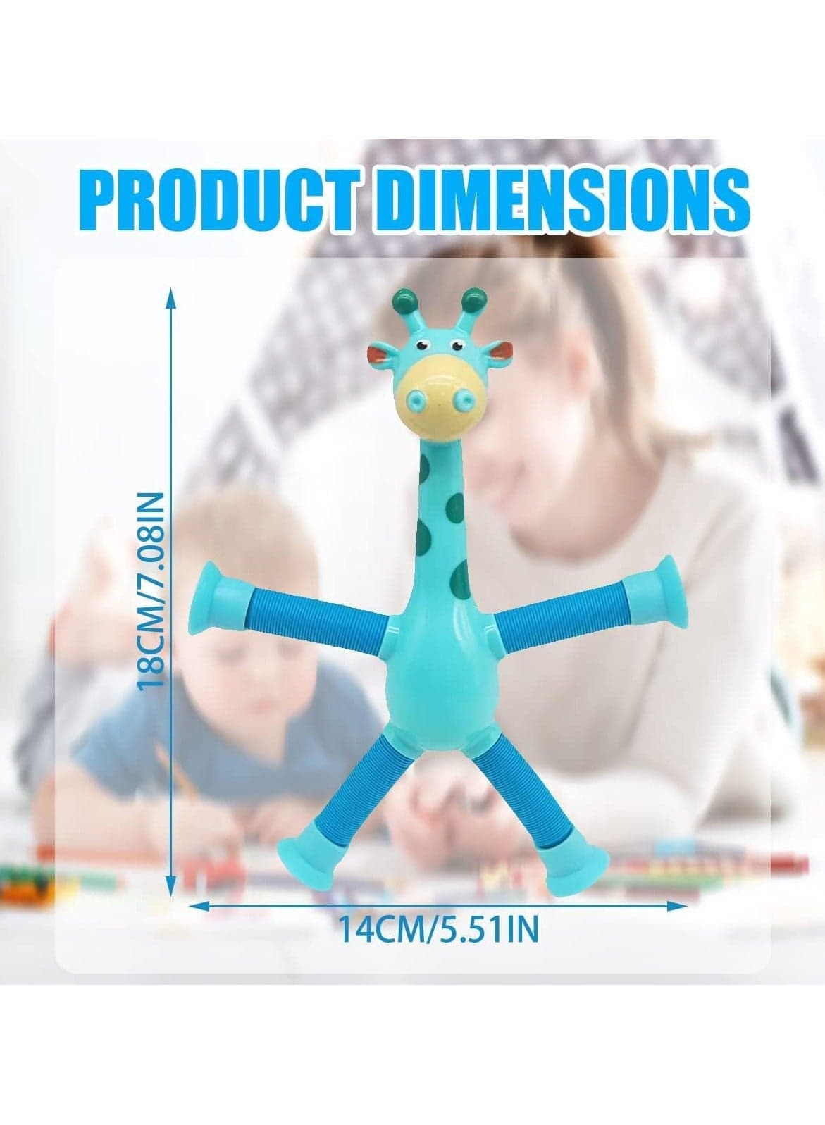 Telescopic Suction Cup Giraffe Toys, Giraffe Sensory Toy, Suction Cup Toy for Kids, Giraffe Stuffed Animal, Anti-Stress Toys, Funny Educational (Blue) Gag Toys & Practical Jokes (4)