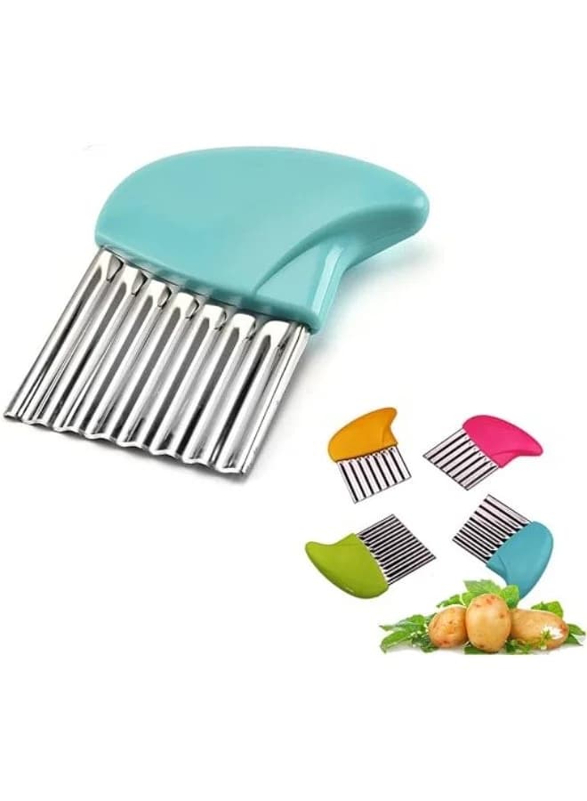 Stainless Steel Crinkle Cutter with Plastic Handle – Multi Color – 1 pc Kitchen Cutters