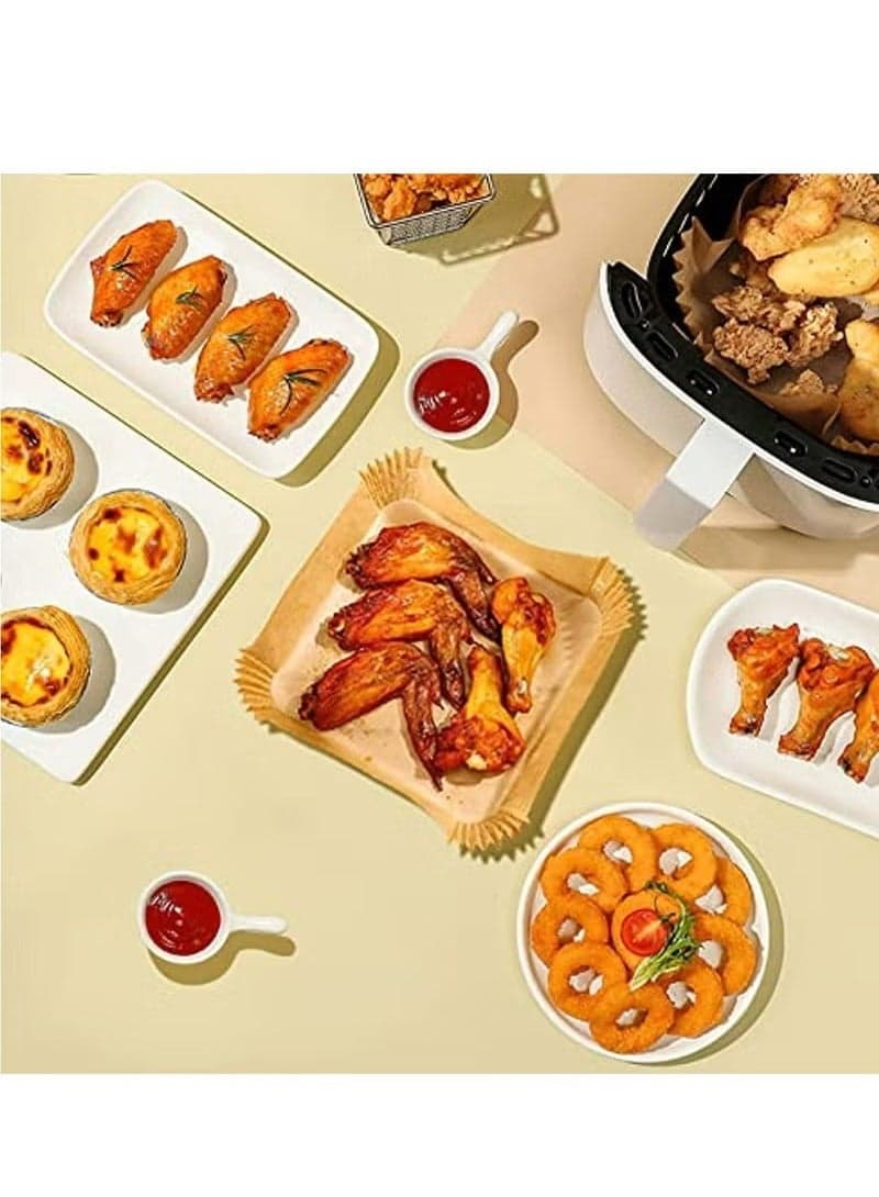 20CM Square Air Fryer Liner, Waterproof Air Fryer Baking Paper, Microwave Baking Parchment Paper (50 Pack) Barbecue Tools (٣)