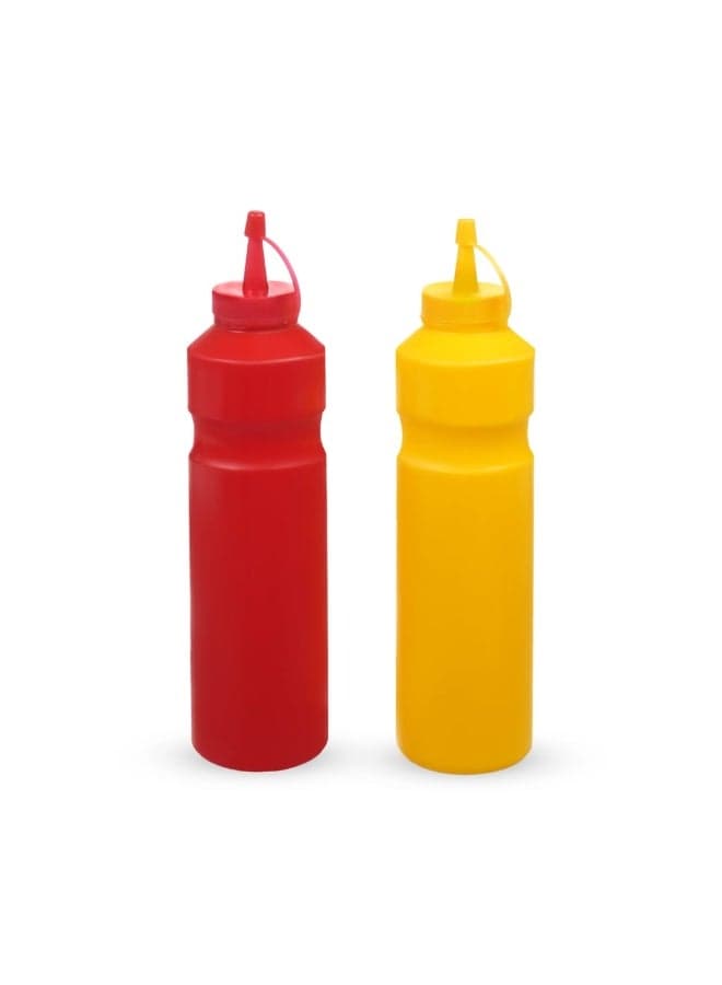 Ketchup And Mustard Squeeze Bottle Combo Pack - 2-pack Plastic Kitchen Table Condiment Squirt Dispensers (10)
