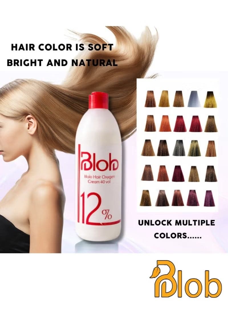 Blob Hair Oxygen Cream 40 Volume (12%) 1000 ml (The packaging may vary) Highlights (٢)