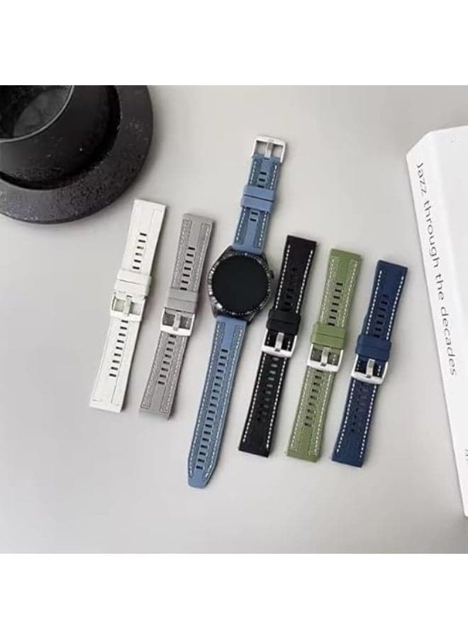ECO Official 20 mm Braid Nylon Silicone Strap, Quick Release Watch Straps for Men and Women, Skin-friendly, Soft, Replacement for 20 mm Compatible with Amazfit/Huawei/MI/Fossil/samsung (Green) Smartwatch Bands (٢)