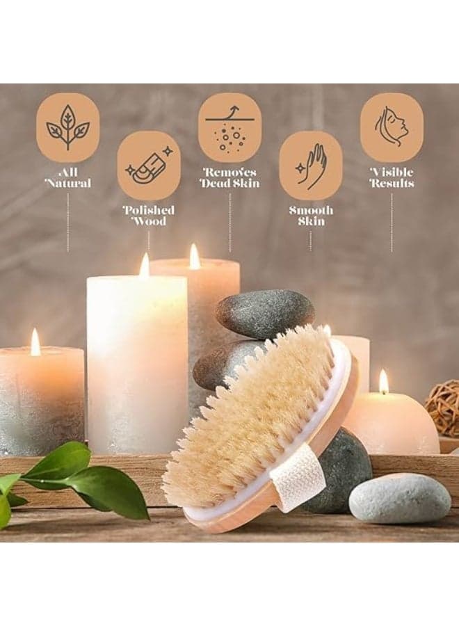 Two-piece wooden body brush set, beige (5)