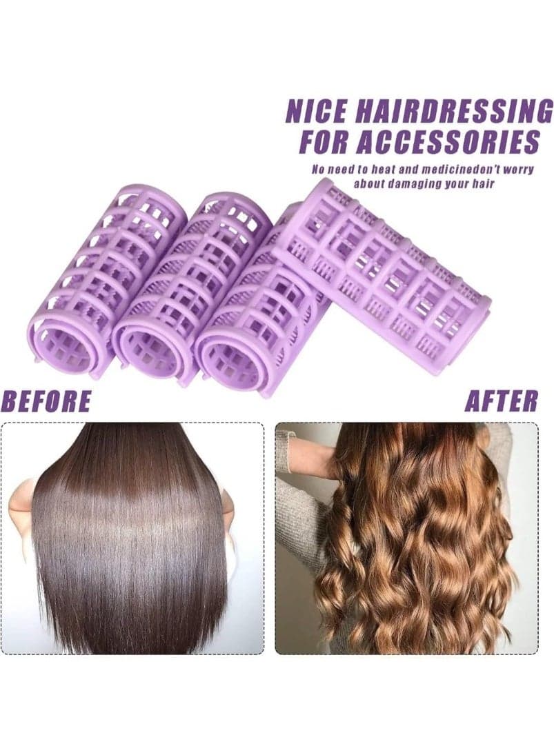 Hair Rollers, 10 Pcs Plastic Snap on Hair Rollers Curlers for Hairdressing Styling Hair Salo (٣)