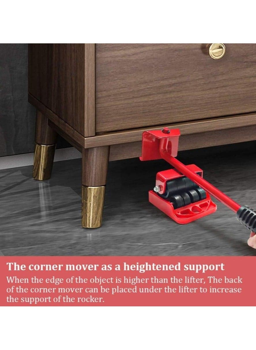Set of 5 Furniture Lifting Tools with 4 Wheels for Moving Heavy Furniture and Heavy Furniture Moving Base Suitable for Sofas and Refrigerators - Furniture Leg Bases for Moving Heavy Furniture M, with Moving Wheels, Set of 1 Furniture Lifter and 4 Pieces Leg Bases - Furniture Mover and Mover - Furniture Lifting Tools Set - Heavy Duty Furniture Lifter with 4 Sliding Bases for Easy and Safe Movement (7)