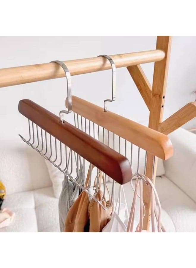 1Pack Smart Hook Clothes Hanger and Organizer with 8 Hooks for Organizing Scarves, Women's Underwear, and Men's Tie Puller - 8 Hook Closet Hanger and Organizer - Organize clothes and save space with this unique piece; Perfect for organizing pants, scarves, and ties smoothly and easily - Multi-Hook Clothes Organizer - 8 Stainless Steel Hooks - Space Saving and Smart Design - Perfect for Pants and Scarves (٥)