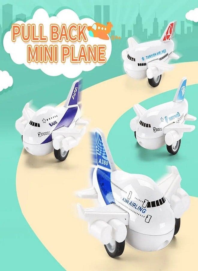 Kids Retractable Passenger Airplane Toy White Unisex Big Cuts Small Plastic Alloy Play Vehicles (٤)