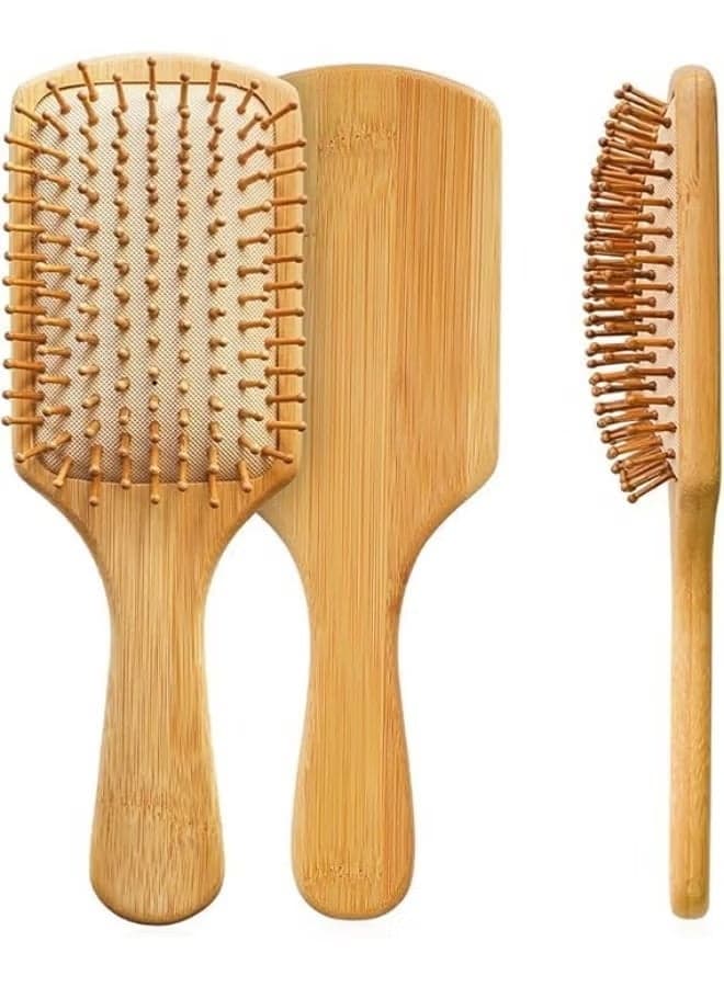 Natural Bamboo Hair Brush - Detangling Hair Brush and Scalp Massage - Suitable for Long, Curly, Short and Thin Hair - Anti-Static Soft Brush for Women, Men and Kids