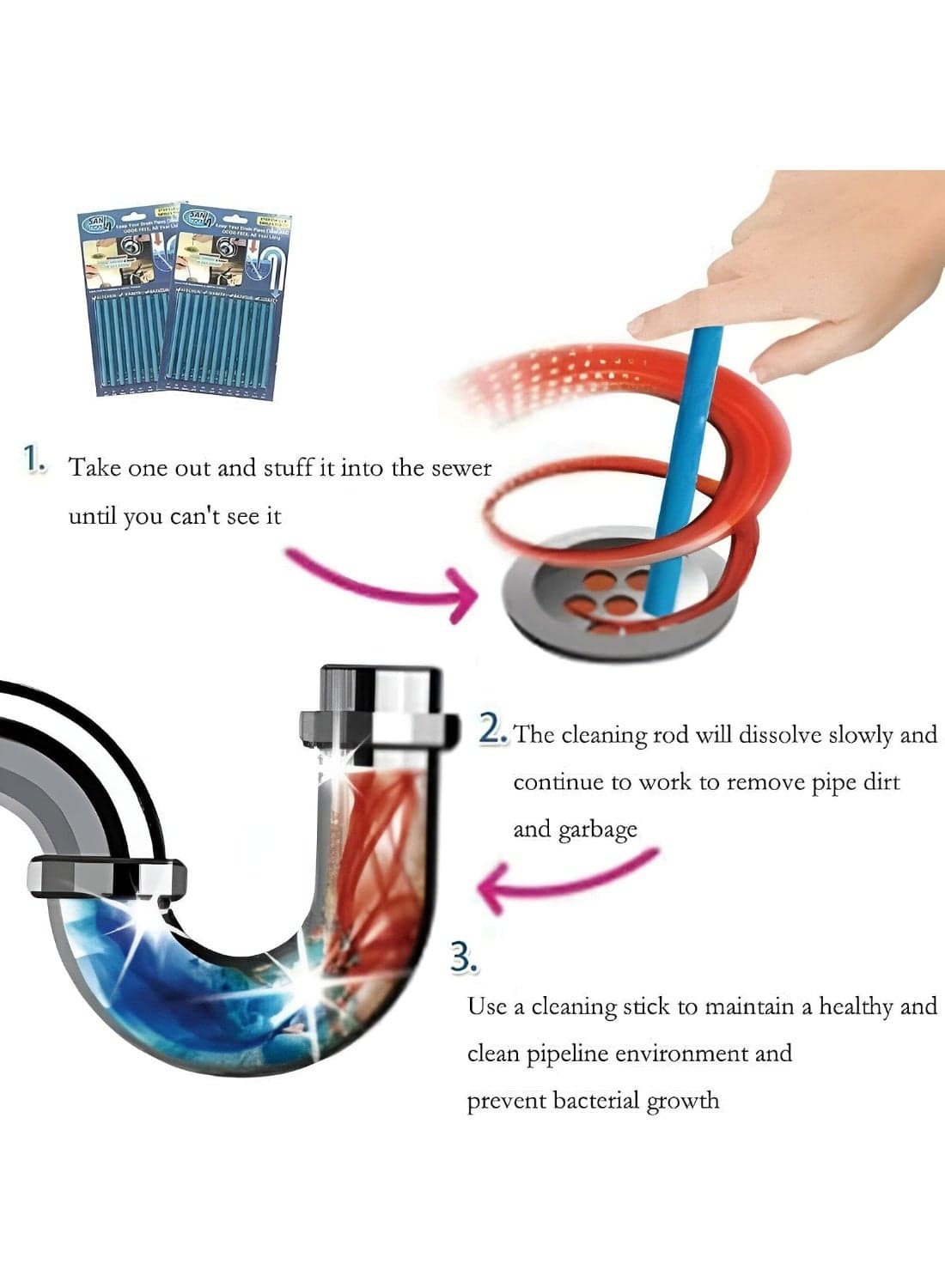 Effective Sink Cleaner to Eliminate Unpleasant Odors in Kitchen, Bathroom, and Sewer Systems, Ensuring 100% Clean Sink Sink, Made with Natural Enzymes (2 Pack) C-749 (٤)